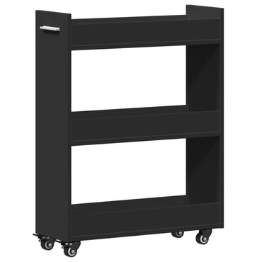 vidaXL Armoire à roulettes Noir 60x22x79 cm Bois d'ingénierie