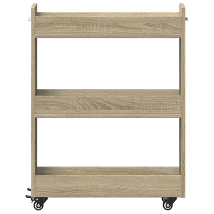 vidaXL Schrank mit Rollen Sonoma-Eiche 60x22x79 cm Holzwerkstoff