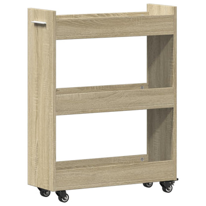 vidaXL Schrank mit Rollen Sonoma-Eiche 60x22x79 cm Holzwerkstoff