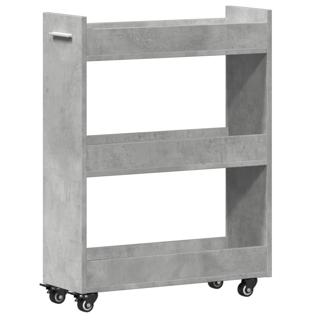 vidaXL Armoire à roulettes gris béton 60x22x79 cm bois d'ingénierie