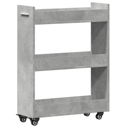 vidaXL Armoire à roulettes gris béton 60x22x79 cm bois d'ingénierie