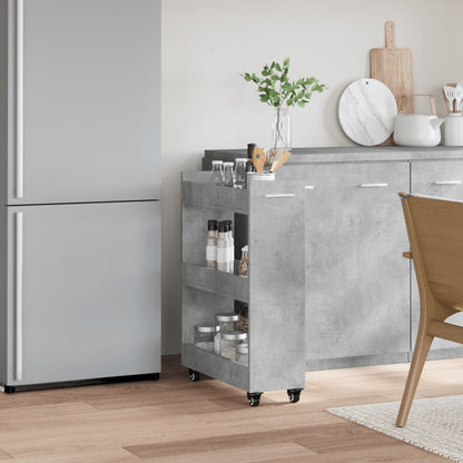 vidaXL Armoire à roulettes gris béton 60x22x79 cm bois d'ingénierie