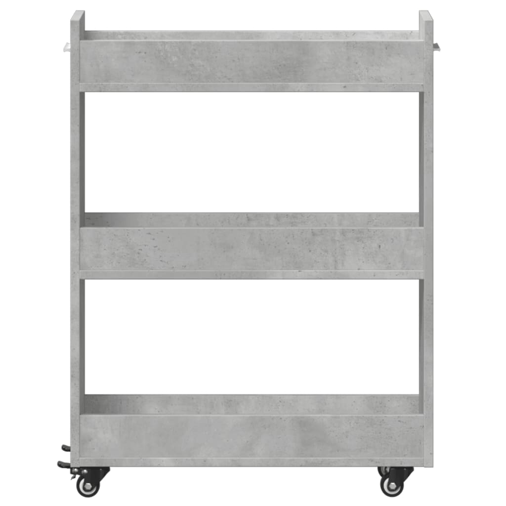 vidaXL Armoire à roulettes gris béton 60x22x79 cm bois d'ingénierie
