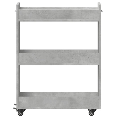 vidaXL Armoire à roulettes gris béton 60x22x79 cm bois d'ingénierie