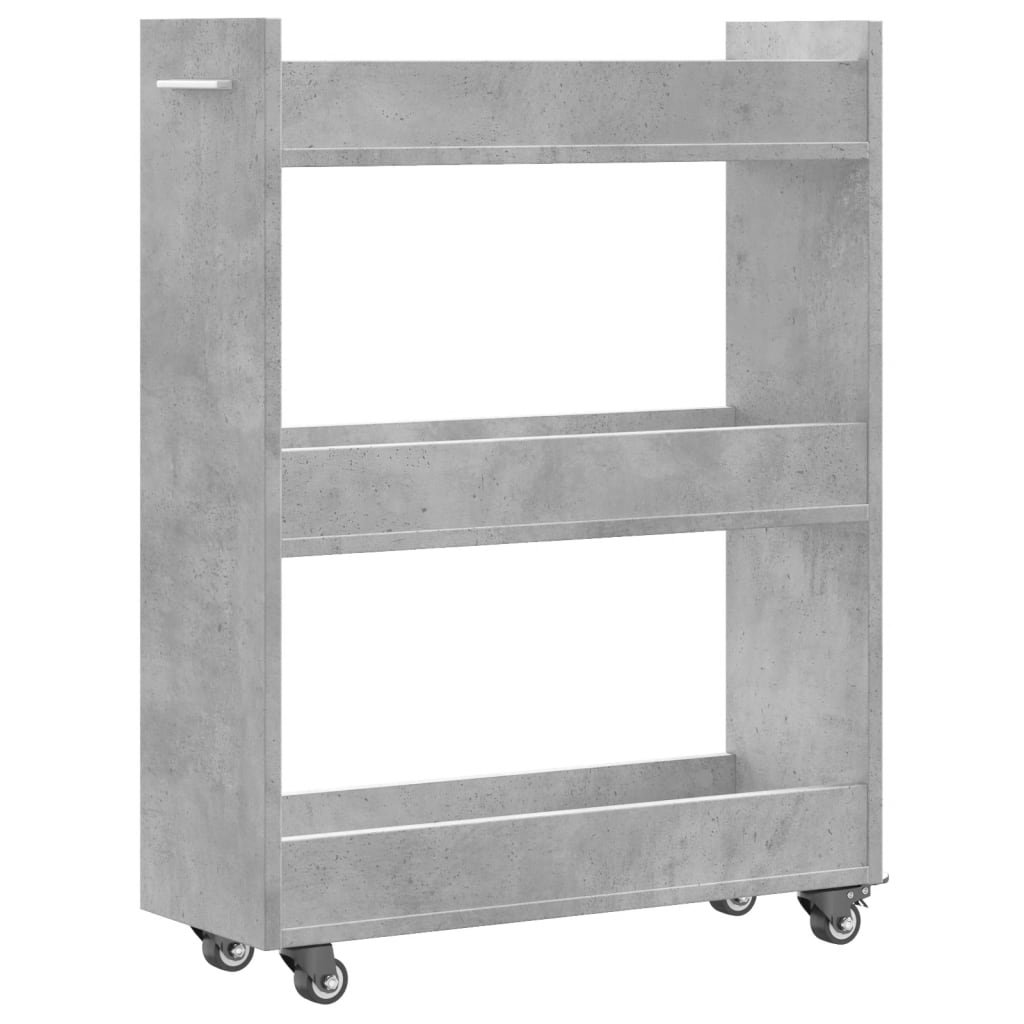 vidaXL Armoire à roulettes gris béton 60x22x79 cm bois d'ingénierie