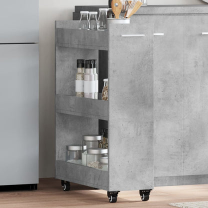 vidaXL Armoire à roulettes gris béton 60x22x79 cm bois d'ingénierie