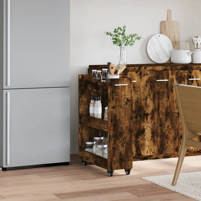 vidaXL Armoire à roulettes chêne fumé 60x22x79 cm Bois d'ingénierie