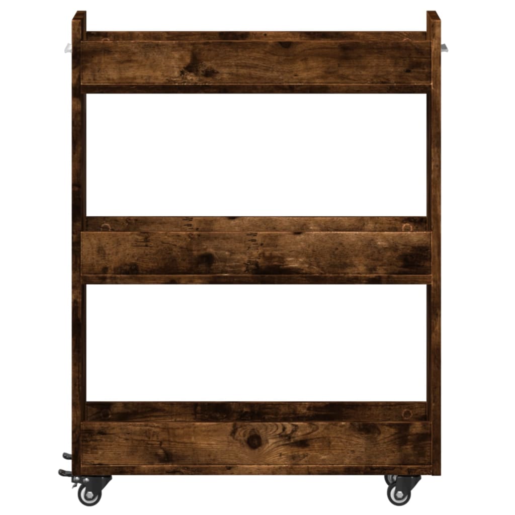 vidaXL Armoire à roulettes chêne fumé 60x22x79 cm Bois d'ingénierie