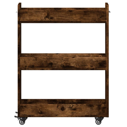 vidaXL Armoire à roulettes chêne fumé 60x22x79 cm Bois d'ingénierie
