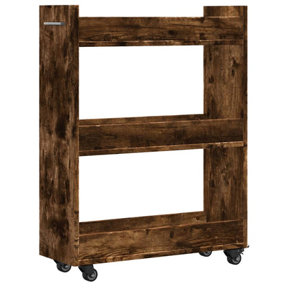 vidaXL Armoire à roulettes chêne fumé 60x22x79 cm Bois d'ingénierie