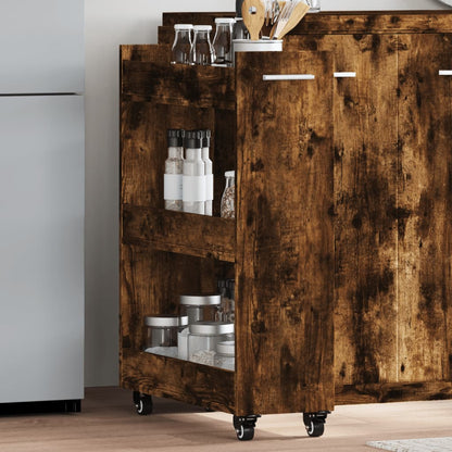 vidaXL Armoire à roulettes chêne fumé 60x22x79 cm Bois d'ingénierie