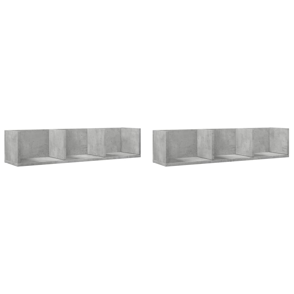 vidaXL Armoires murales 2 pcs Gris béton 75x18x16,5 cm Bois d'ingénierie