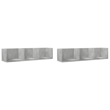 vidaXL Armoires murales 2 pcs Gris béton 75x18x16,5 cm Bois d'ingénierie
