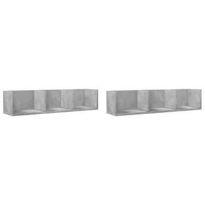 vidaXL Armoires murales 2 pcs Gris béton 75x18x16,5 cm Bois d'ingénierie