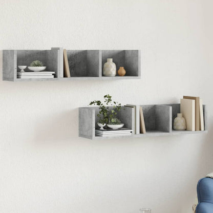 vidaXL Armoires murales 2 pcs Gris béton 75x18x16,5 cm Bois d'ingénierie