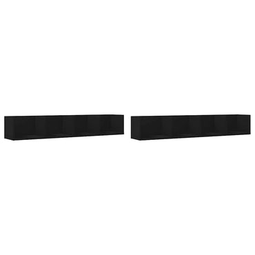 vidaXL Armoires murales 2 pcs Noir 99x18x16,5 cm Bois d'ingénierie