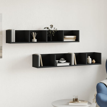vidaXL Armoires murales 2 pcs Noir 99x18x16,5 cm Bois d'ingénierie