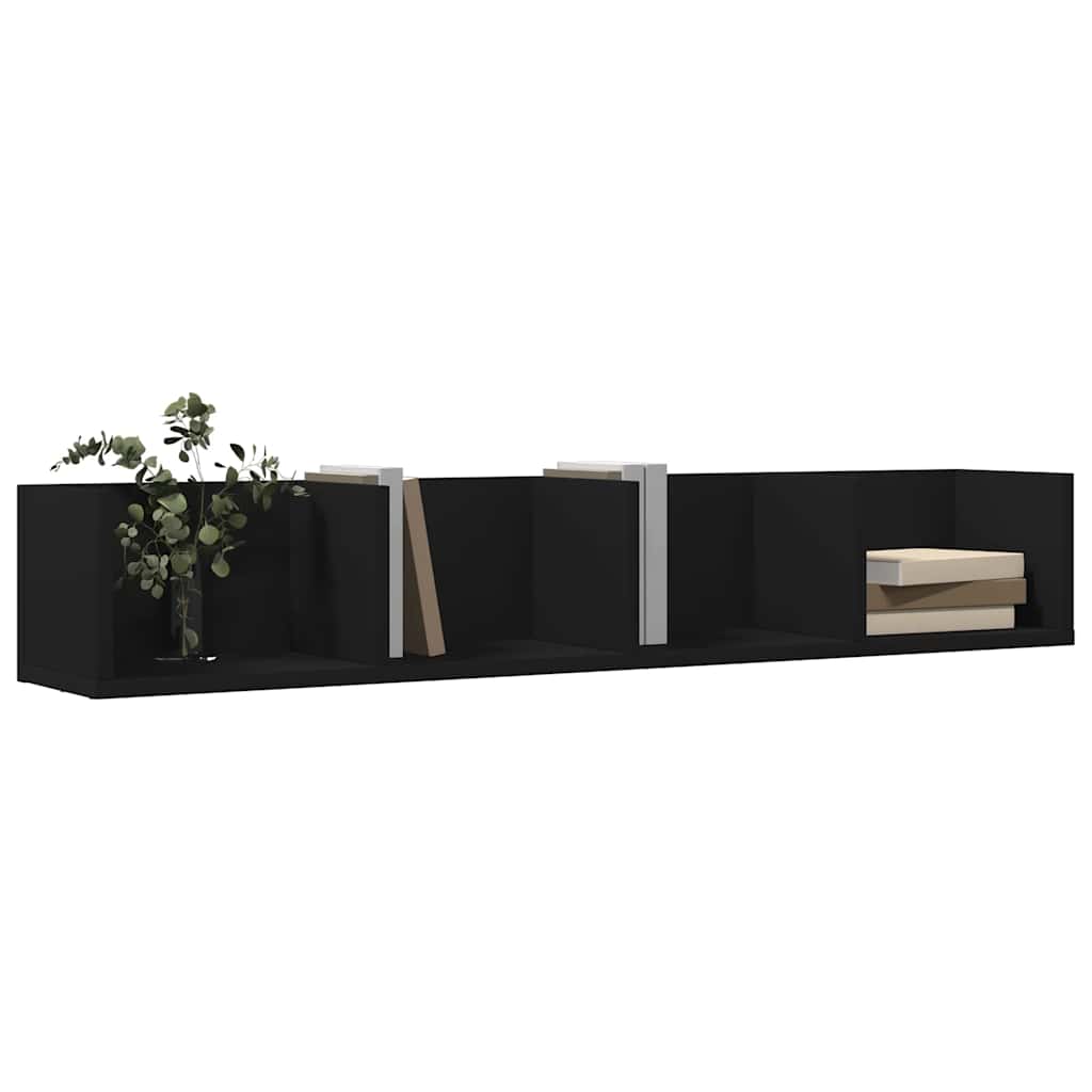 vidaXL Armoires murales 2 pcs Noir 99x18x16,5 cm Bois d'ingénierie