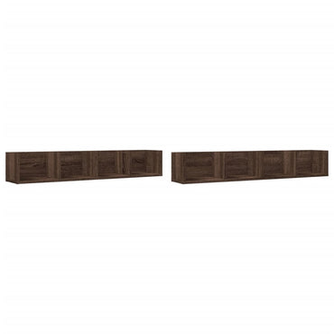 vidaXL Armoires murales 2 pcs Aspect chêne marron 99x18x16,5 cm
