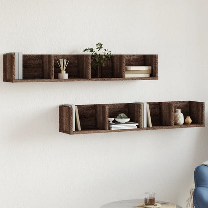 vidaXL Armoires murales 2 pcs Aspect chêne marron 99x18x16,5 cm