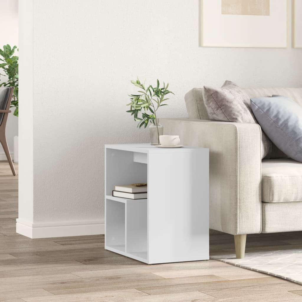 vidaXL Table d'appoint Blanc 50x30x50 cm Bois d'ingénierie
