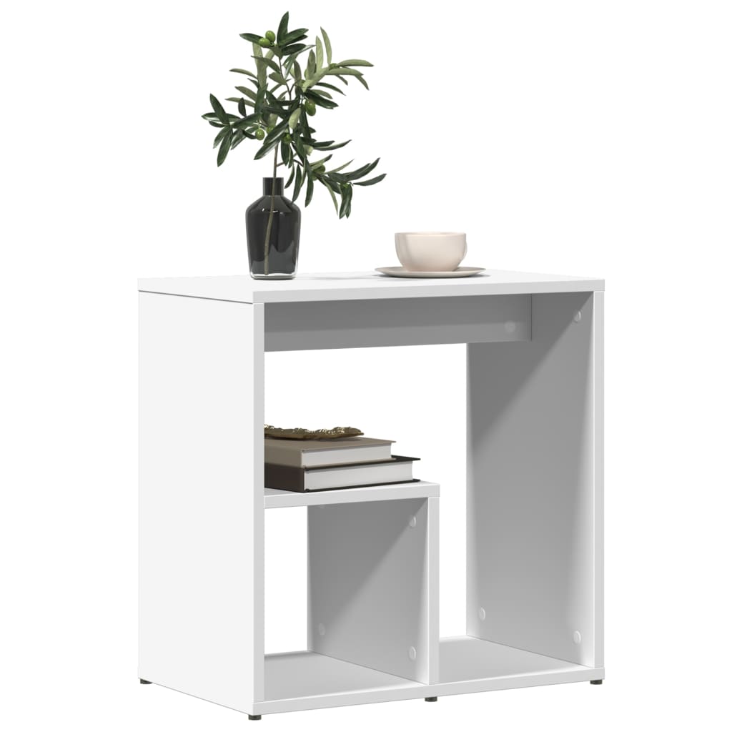 vidaXL Table d'appoint Blanc 50x30x50 cm Bois d'ingénierie
