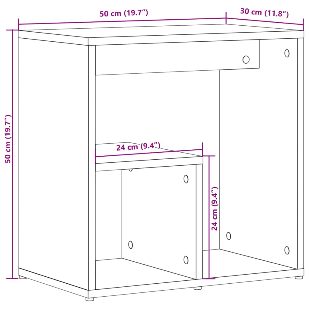 vidaXL Beistelltische 2 Stk. Sonoma-Eiche 50x30x50 cm Holzwerkstoff
