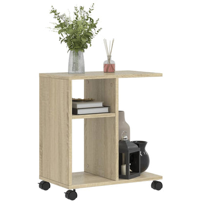 vidaXL Beistelltisch mit Rollen Sonoma-Eiche 50x30x55 cm Holzwerkstoff