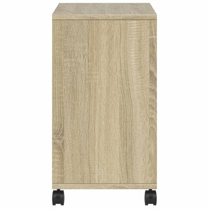 vidaXL Beistelltisch mit Rollen Sonoma-Eiche 50x30x55 cm Holzwerkstoff