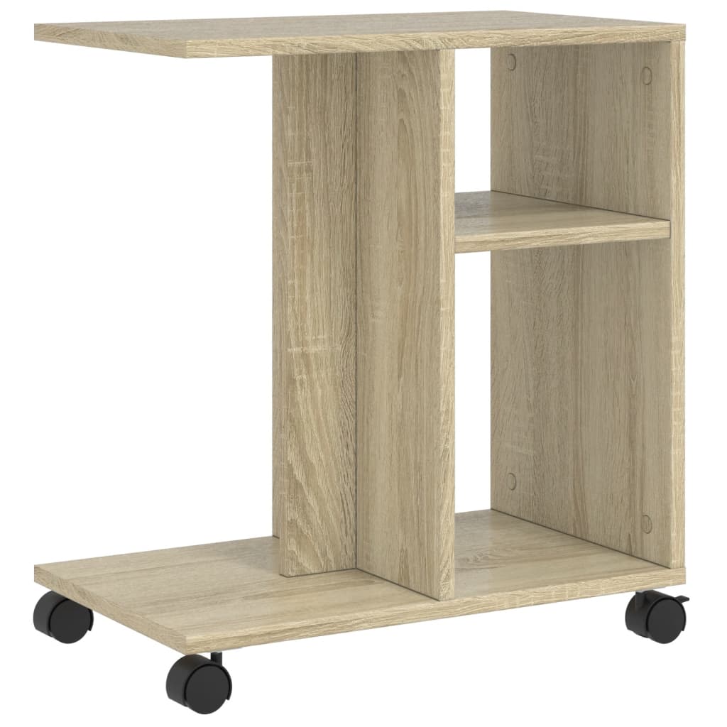 vidaXL Beistelltisch mit Rollen Sonoma-Eiche 50x30x55 cm Holzwerkstoff