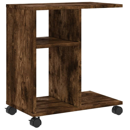 vidaXL Table d'appoint à roulettes chêne fumé 50x30x55 cm en bois d'ingénierie
