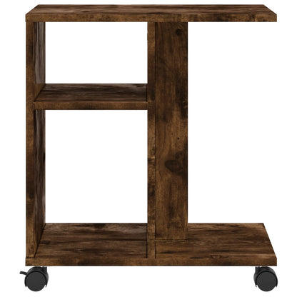 vidaXL Table d'appoint à roulettes chêne fumé 50x30x55 cm en bois d'ingénierie