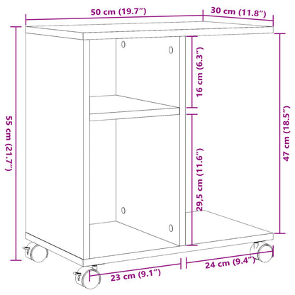 vidaXL Table d'appoint à roulettes chêne fumé 50x30x55 cm en bois d'ingénierie
