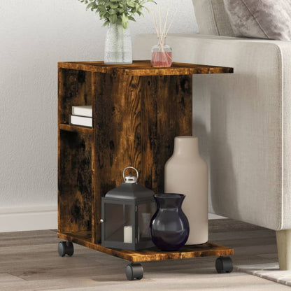 vidaXL Table d'appoint à roulettes chêne fumé 50x30x55 cm en bois d'ingénierie
