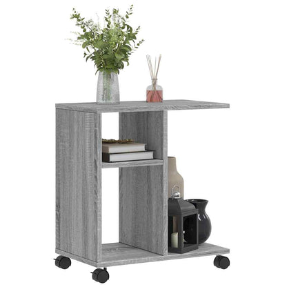 vidaXL Beistelltisch mit Rollen Grau Sonoma 50x30x55 cm Holzwerkstoff