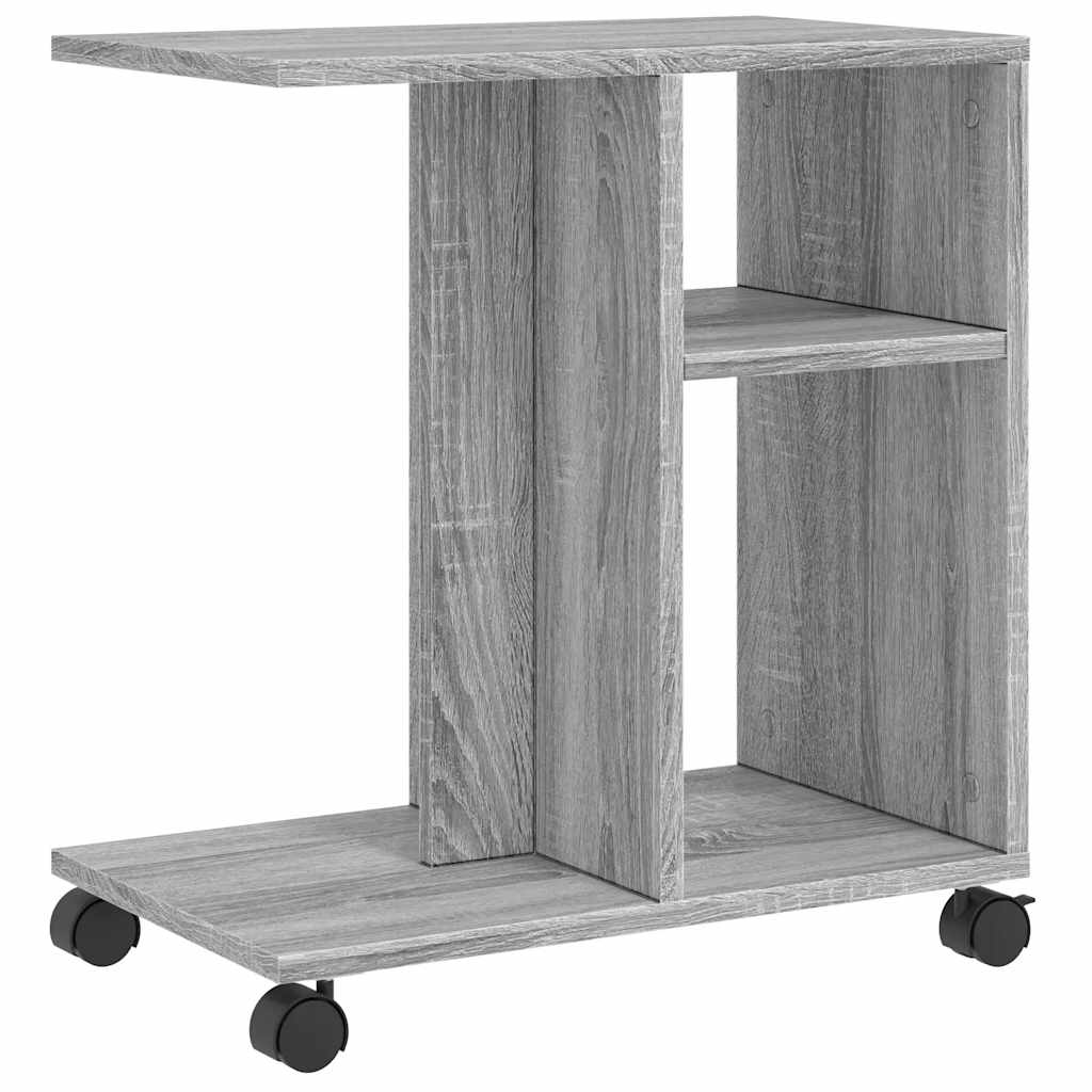 vidaXL Beistelltisch mit Rollen Grau Sonoma 50x30x55 cm Holzwerkstoff