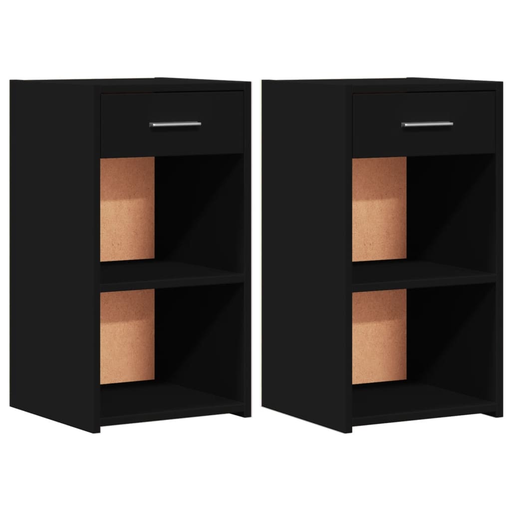 vidaXL Nachttische 2 Stk. Schwarz 35x34x65 cm Holzwerkstoff