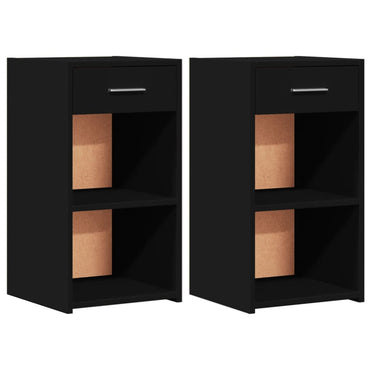 vidaXL Nachttische 2 Stk. Schwarz 35x34x65 cm Holzwerkstoff