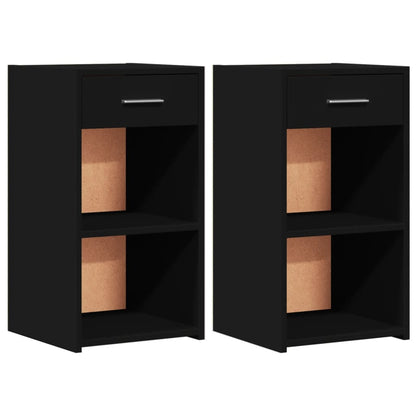 vidaXL Nachttische 2 Stk. Schwarz 35x34x65 cm Holzwerkstoff