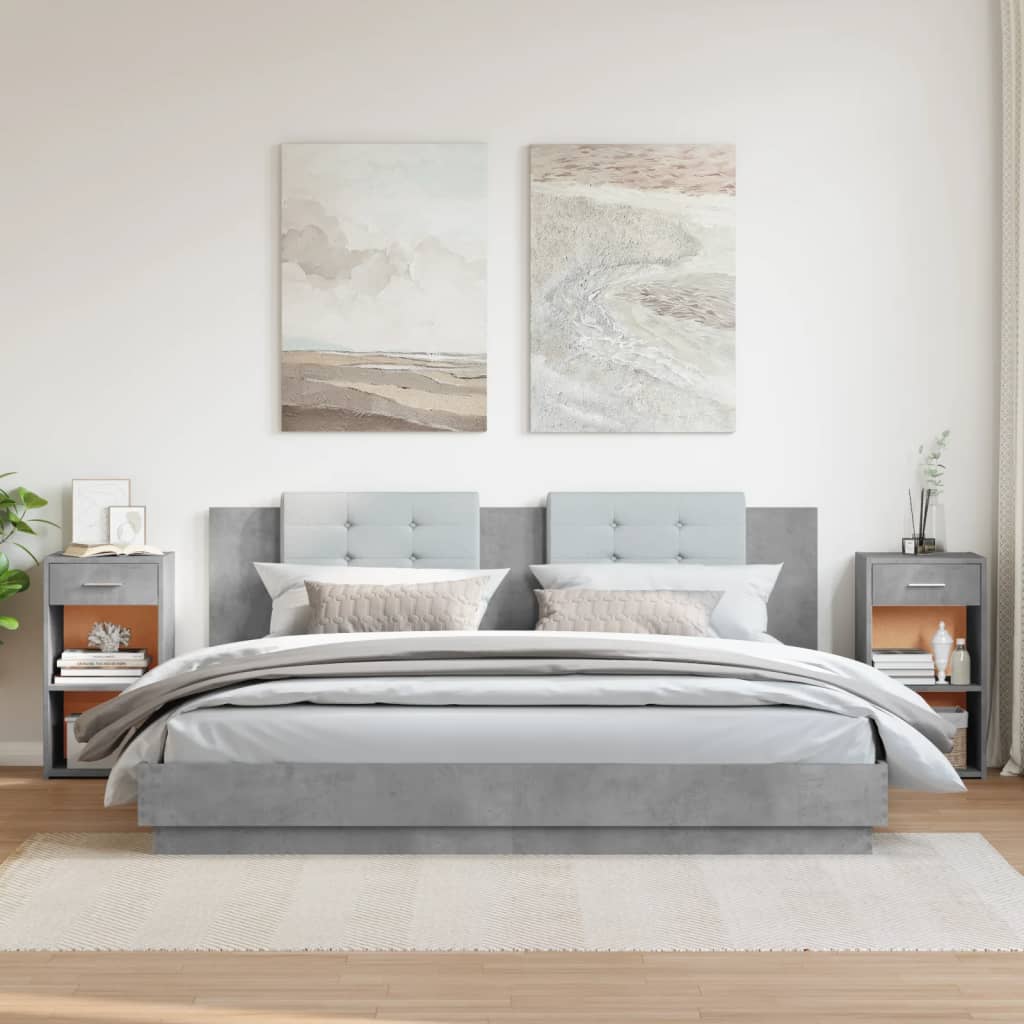 vidaXL Nachttische 2 Stk. Betongrau 35x34x65 cm Holzwerkstoff