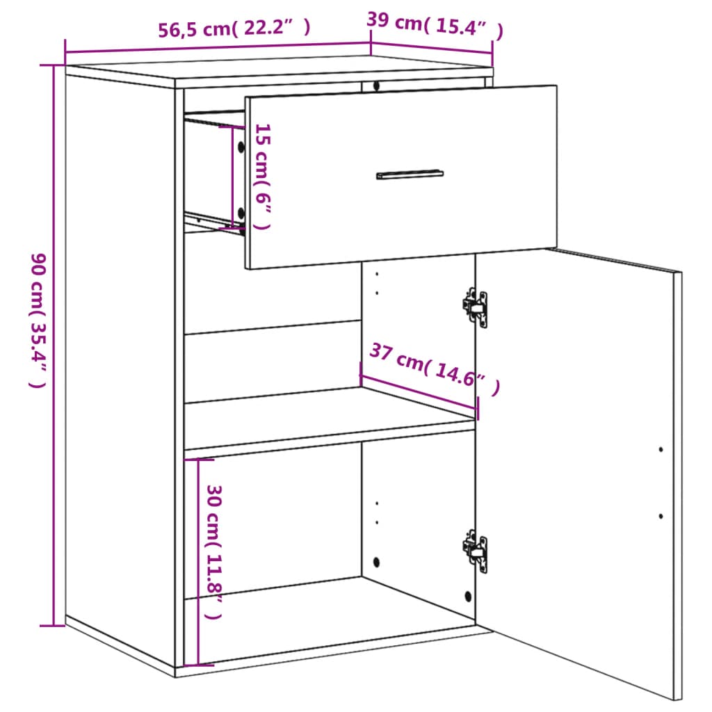 vidaXL Beistellschrank Weiß 56,5x39x90 cm Holzwerkstoff