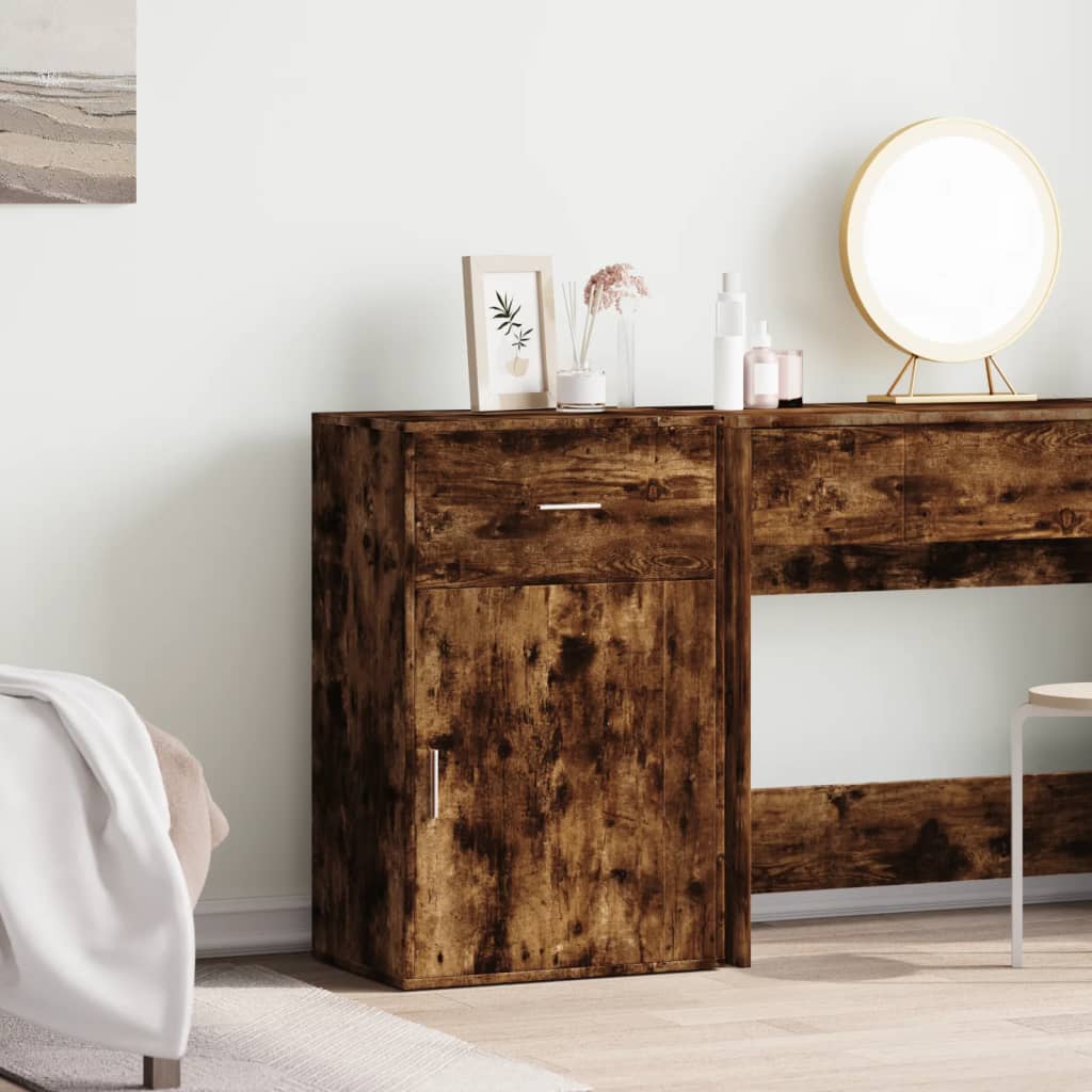 vidaXL Meuble d'appoint Chêne fumé 56,5x39x90 cm Bois d'ingénierie