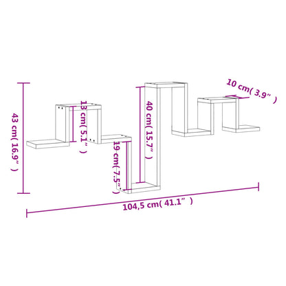 vidaXL Wandregal Sonoma-Eiche 104,5x10x43 cm Holzwerkstoff