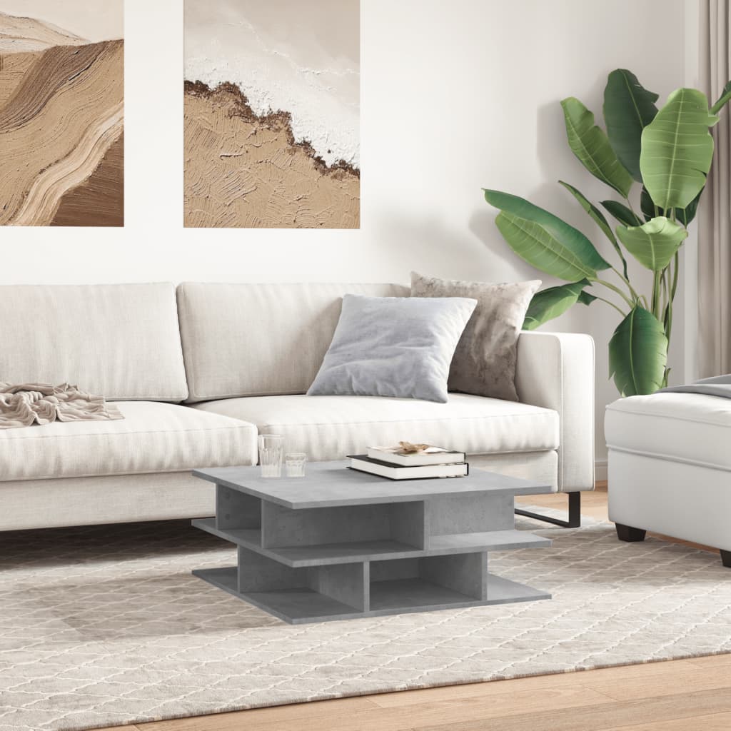 vidaXL Table basse gris béton 70x70x29 cm aggloméré