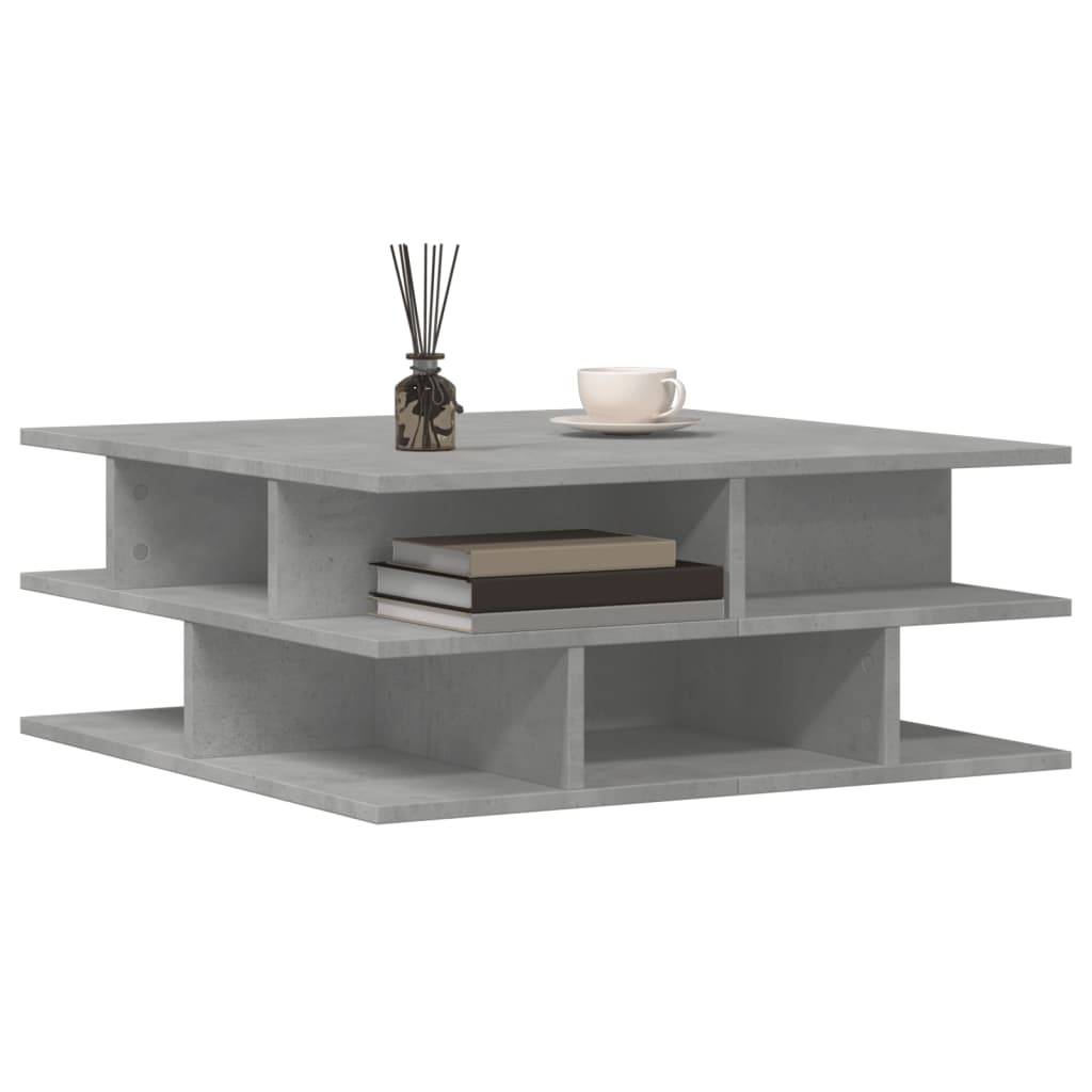 vidaXL Table basse gris béton 70x70x29 cm aggloméré