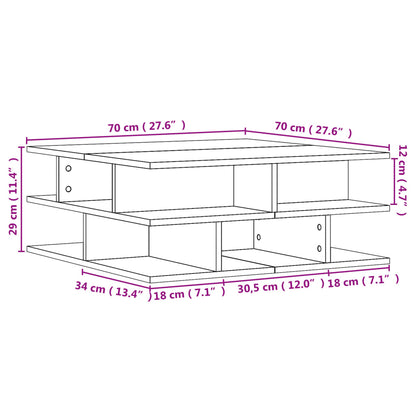 vidaXL Table basse gris béton 70x70x29 cm aggloméré