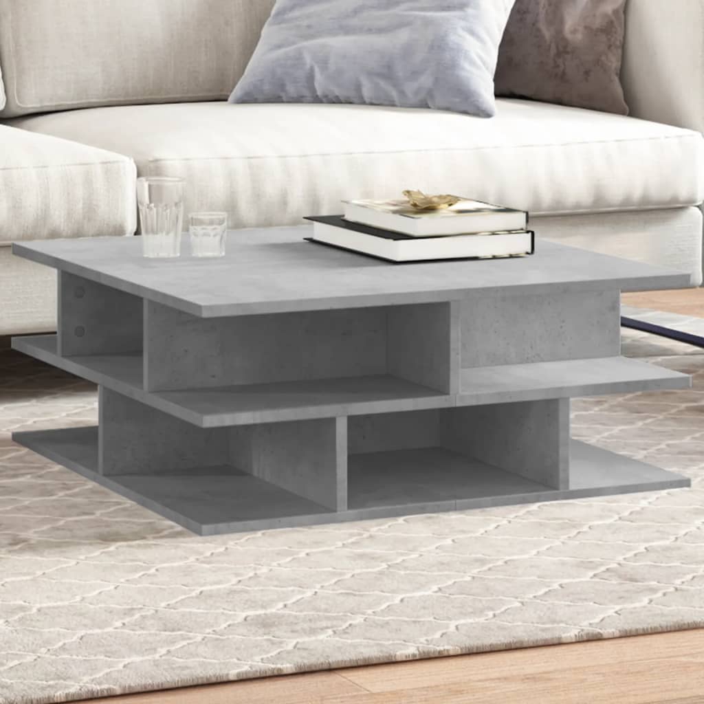 vidaXL Table basse gris béton 70x70x29 cm aggloméré