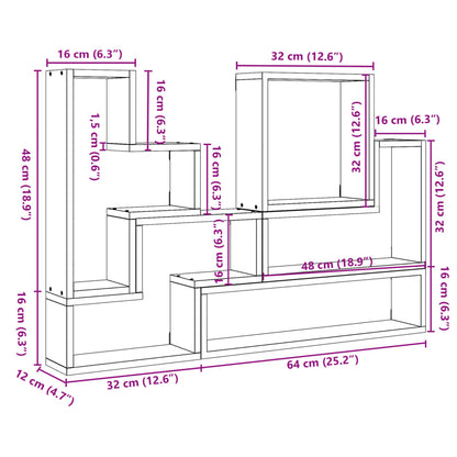 vidaXL Wandregal Weiß 96x12x64 cm Holzwerkstoff