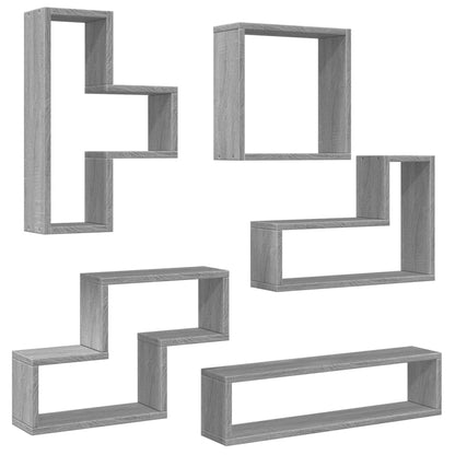 vidaXL Wandregal Grau Sonoma 96x12x64 cm Holzwerkstoff