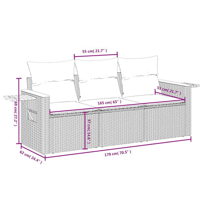 vidaXL Salon de jardin 3 pcs avec coussins Beige Résine tressée
